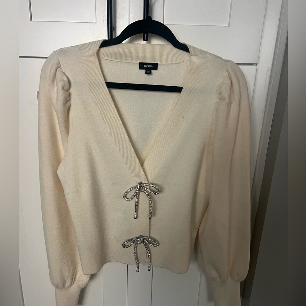 Rhinestone Bow Cardigan